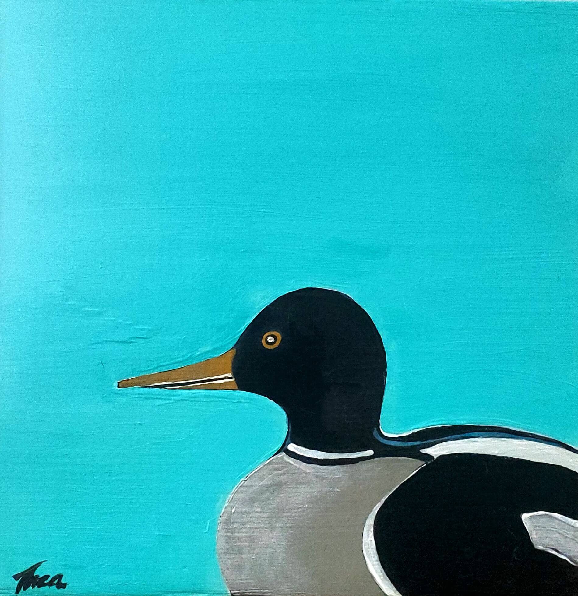 10”x10” Acrylic Painting of a Duck on Wood