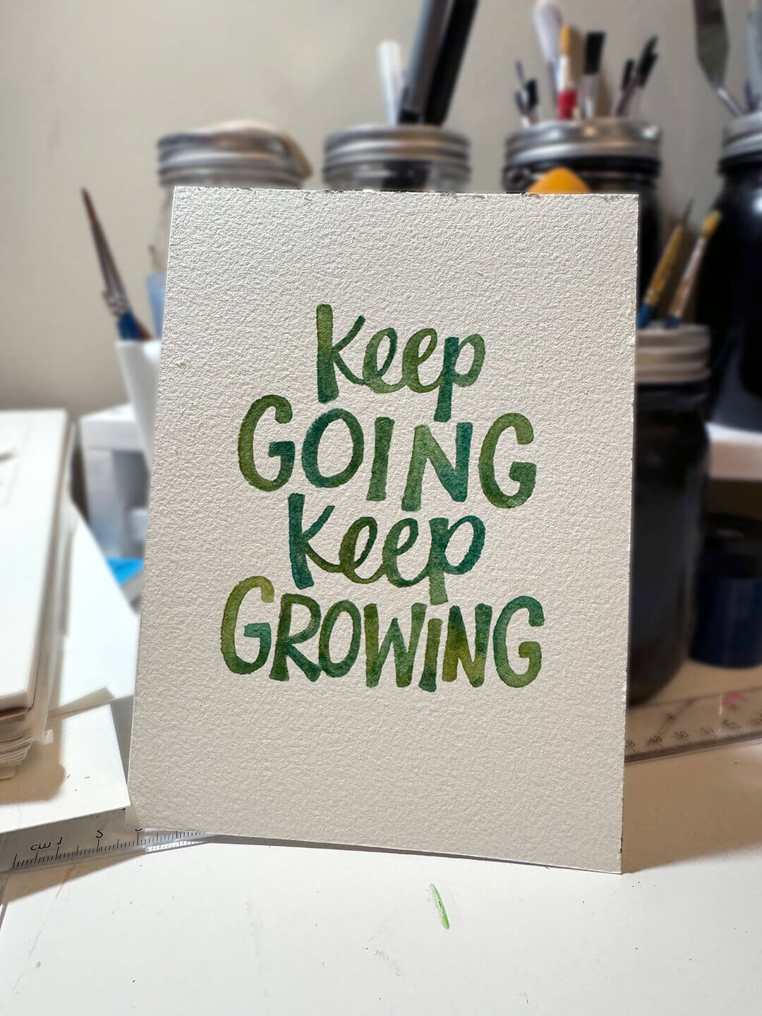 Wellbeing Watercolor Painting: Keep going keep growing